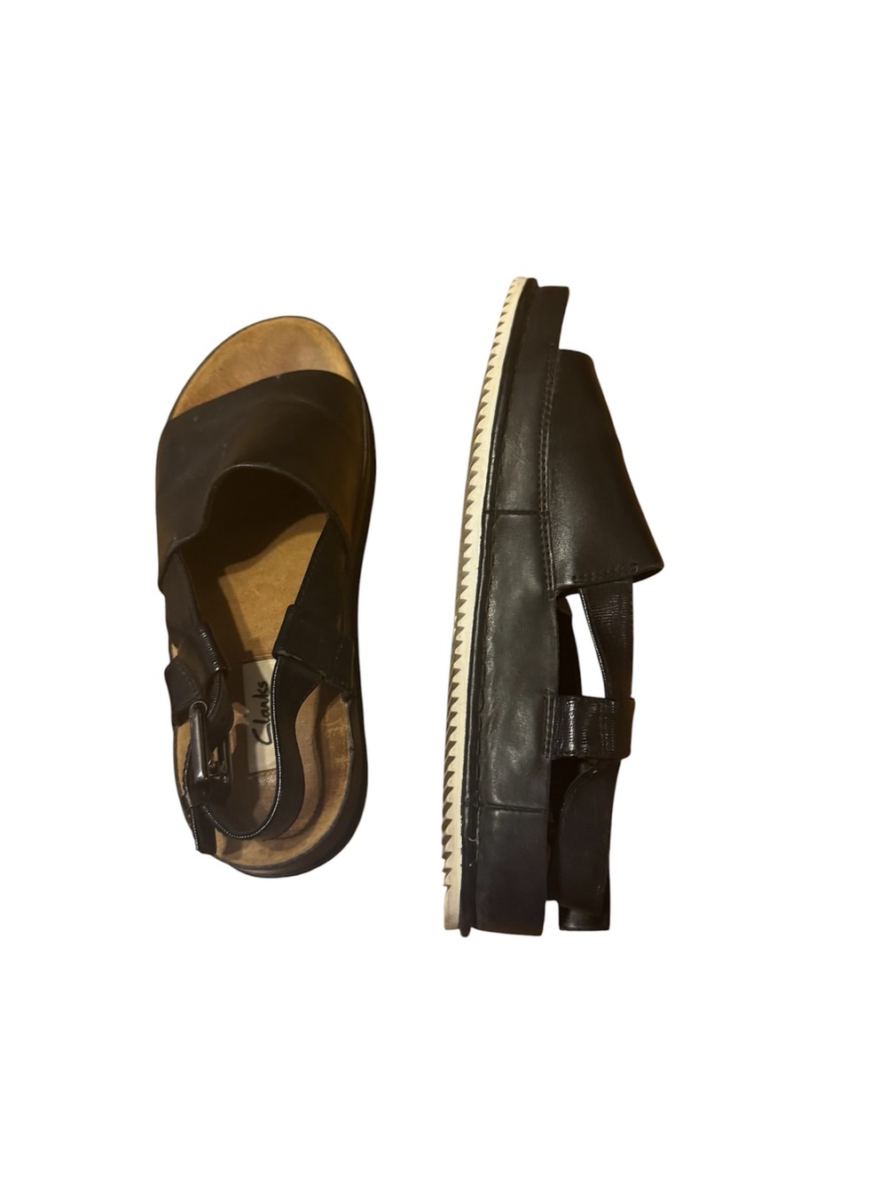 Clarks Black Leather Slingback Sandals